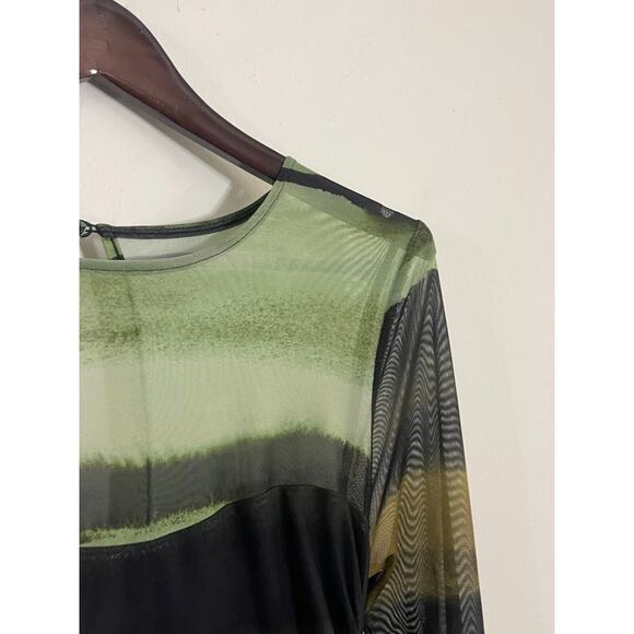 Anthropologie Striped Midi Dress - Green and Black - Picture 6 of 10